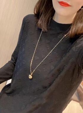 秋冬女装2024年新款上衣女时尚洋气时髦半高领T恤长袖打底衫内搭