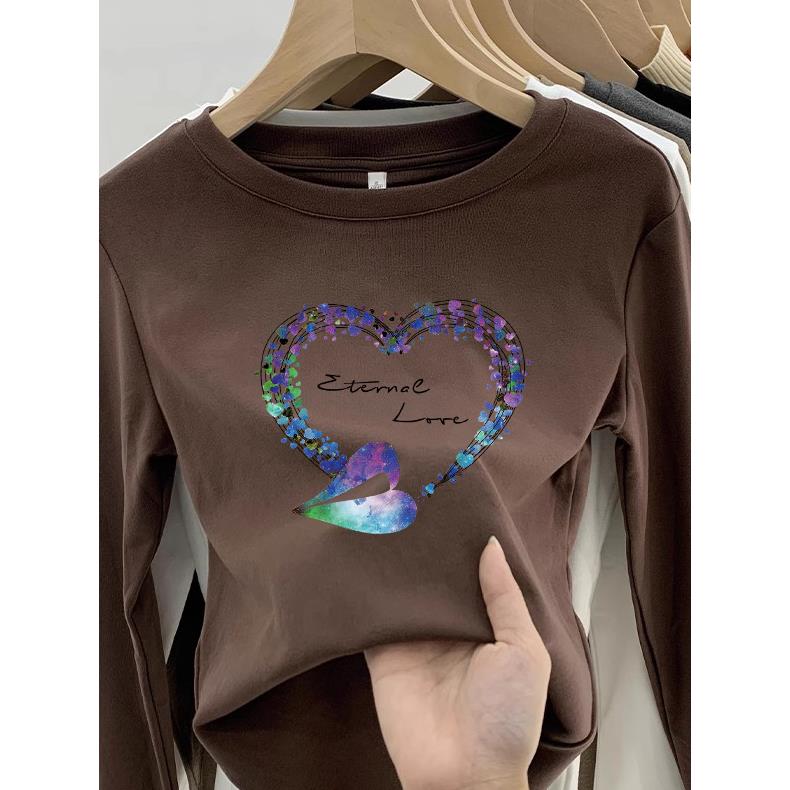 保暖内衣上衣磨毛德绒打底衫女秋冬新款女装圆领套头内搭长袖t恤