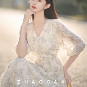 小蝶仙系列-连衣裙仙气！高质感蝴蝶印花 收腰设计 裙型爱了
