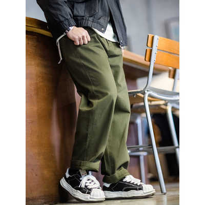 重磅硬朗锥型工装裤男纯色休闲裤