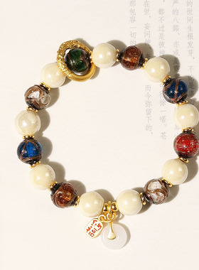 白瓷珠香灰琉璃转运珠民族风手链