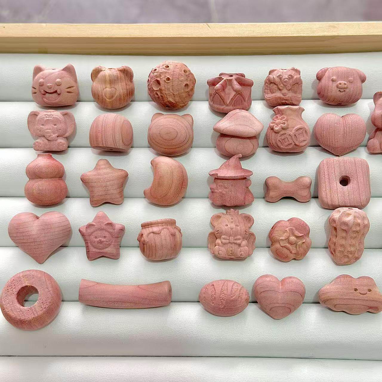 血柏木配饰散珠星球珠星星月亮配饰DIY文玩佛珠饰品配饰手机链手