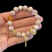 北京法物流通处香灰瓷琉璃手串粉瓷转运珠心经六字真言手链饰品