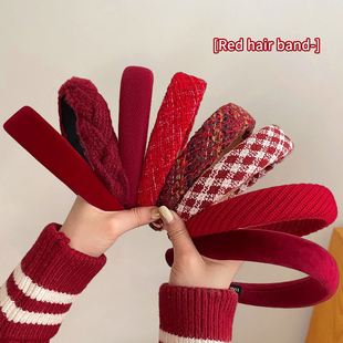 2025新年发箍儿童红色新年头饰发捆女童不勒头过年秋冬季 头箍发饰