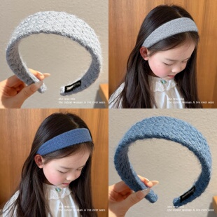 儿童菱格毛线宽边发箍女童2026新款 高颅顶头箍发卡小女孩洗脸发捆