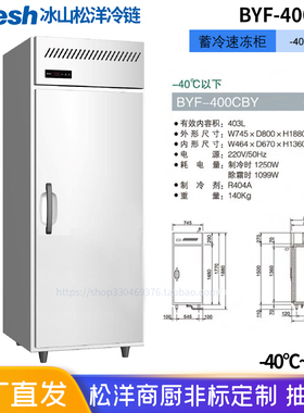 松洋Bfresh速冻冷柜BYF-400CBY蓄冷剂冻结柜-40度立柜厨房冰箱