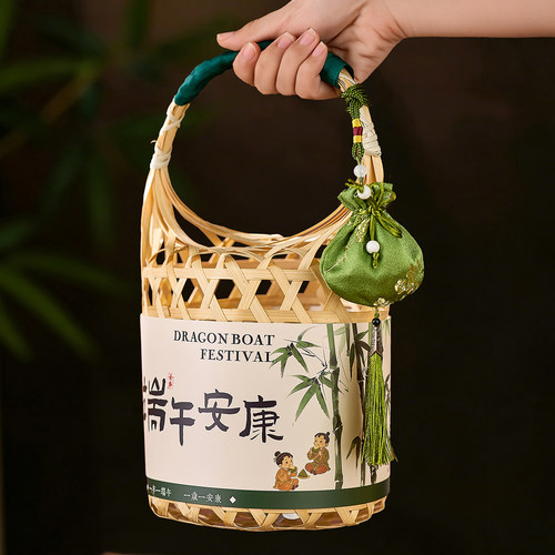 端午竹篮咸鸭蛋礼盒粽子手提桶