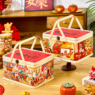 2026马年新年竹篮礼盒烘焙过年春节礼品空盒糖果饼干年货竹编包装