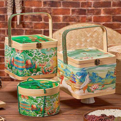 2026端午节竹篮粽子包装盒竹编