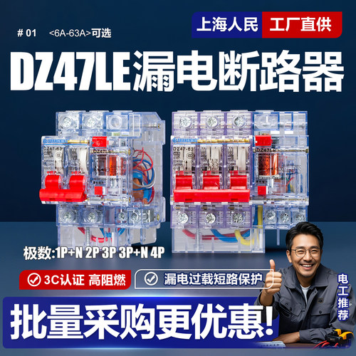 上海人民漏电保护器DZ47LE