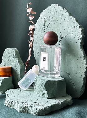 美妆静物产品绿色拍照道具洞石石膏摆件摄影创意风化石头几何陈列