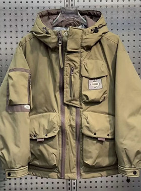 冲锋衣外穿短款羽绒服连帽工装
