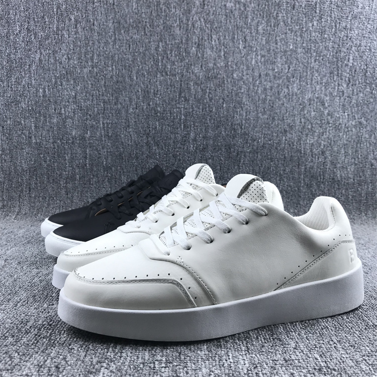 出外贸男士低帮系带真皮百搭板鞋防滑耐磨舒适黑白平底休闲运动鞋