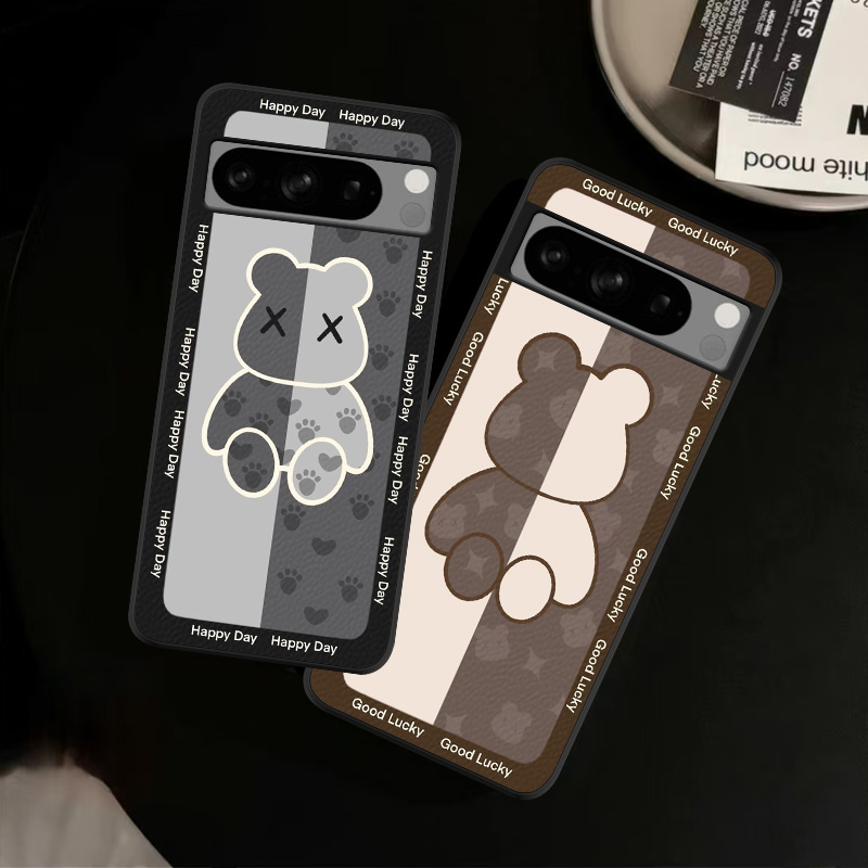 适用Google谷歌Pixel10ProXL手机壳皮纹7A彩绘9保护套6Pro卡通可爱小熊情侣轻奢爆款潮创意男女定制ins风