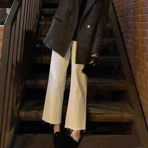 孕妇裤春秋外穿牛仔裤高腰托腹休闲阔腿裤新款休闲宽松直筒九分裤