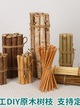 天然手工DIY原木树枝幼儿园环创材料漂流木桩不规则木棍摆件装饰