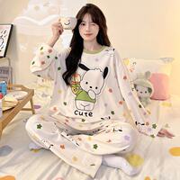 Cartoon cute pajamas for girls spring and autumn long-sleeved pure cotton two-piece set loose and sweet student dormitory home wear thumbnail 2