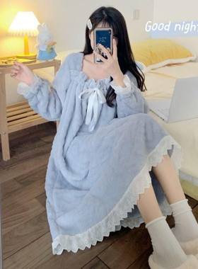 珊瑚绒睡裙女冬季加绒加厚