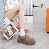 简约网红女鞋 豪行春季 真皮增高厚底百搭休闲鞋 25130097时尚 新款