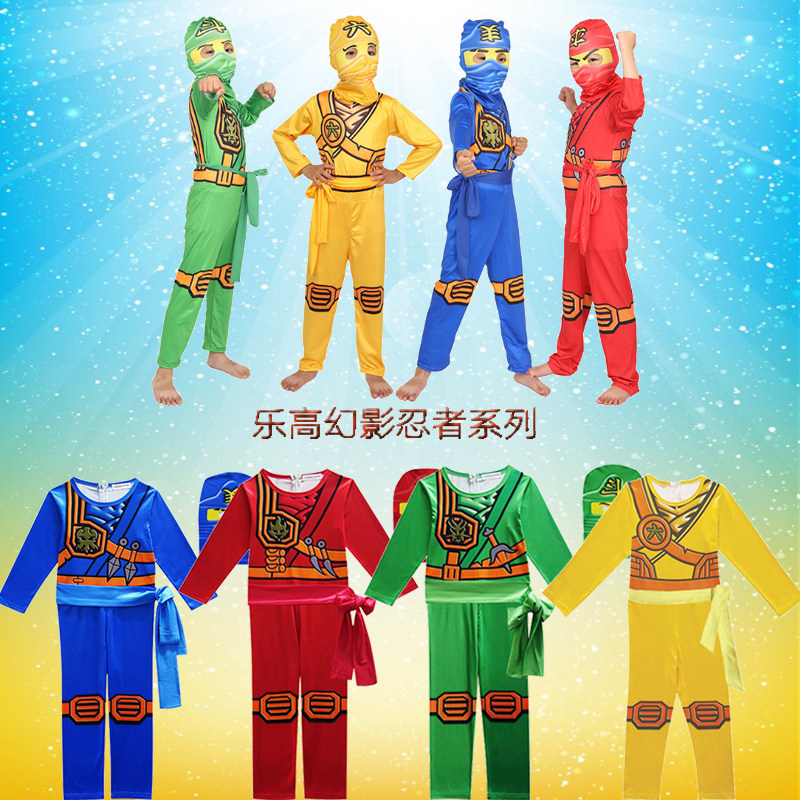 万圣节新款男女儿童 幻影忍者 新款连体cosplay 儿童舞台表演