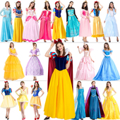 万圣节cos服迪士尼主题公主裙舞台装 白雪贝儿 派对连衣裙年会服装