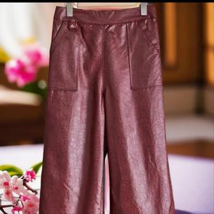 油皮老料直筒长裤 双面穿阔腿裤 新款 桑蚕丝2024秋季 宽松百搭休闲裤