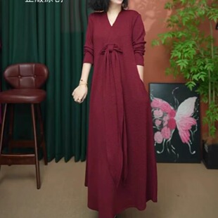 长袖 秋季 连衣裙女宽松显瘦气质中年妈妈洋气休闲大码 时尚 裙子 新款