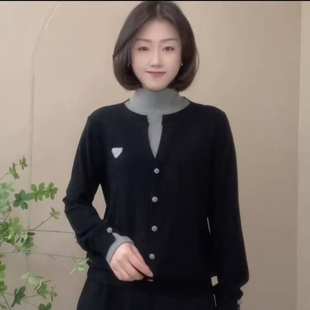 假两件半高领女装双面绒保暖洋气显瘦百搭毛衣春季上衣减龄打底衫