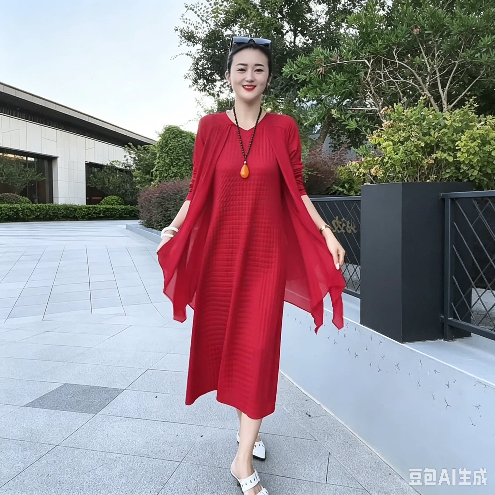 春秋季新款遮肚藏肉假两件连衣裙气质减龄妈妈装时尚洋气中长裙女