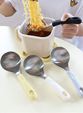 韩国吃播pland同款不锈钢汤勺家用食品级盛汤勺子硅胶柄吃面粥勺