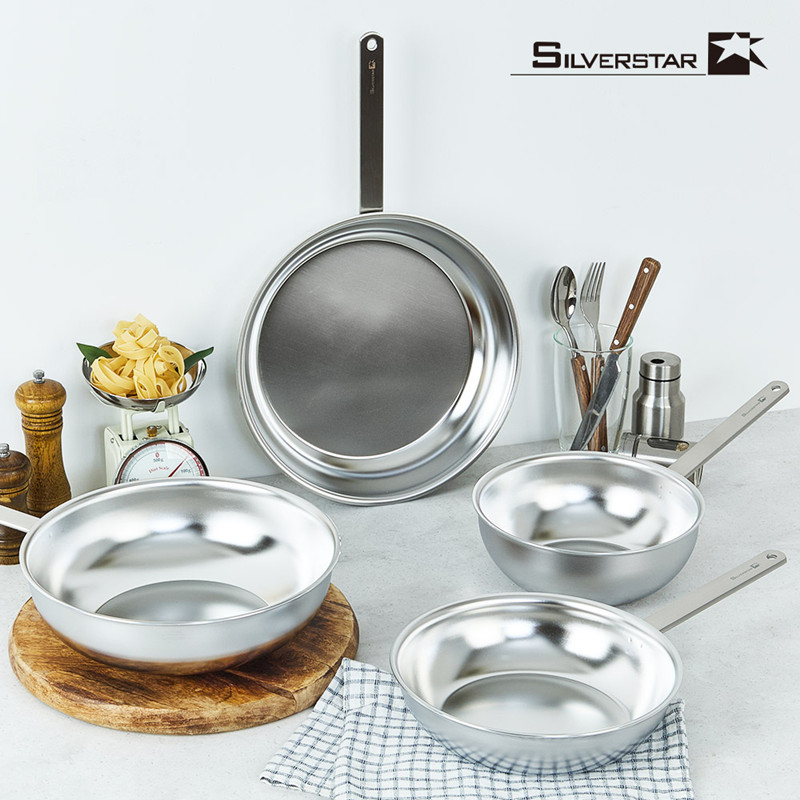 韩国进口silverstar316不锈钢迷你平底锅医级家用炒菜锅无涂层