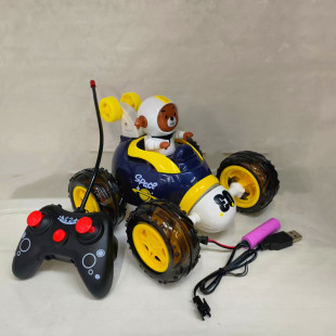 儿童遥控灯光玩具车男孩女孩益智特技星空熊翻斗车套装生日礼物