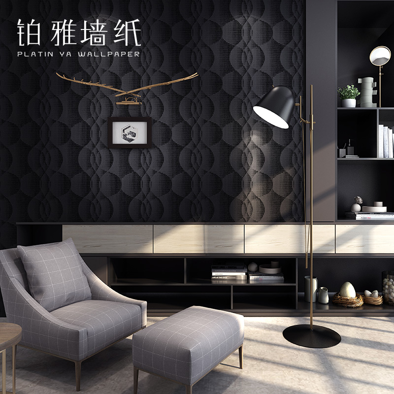 抽象几何波浪纹现代简约无纺布壁纸珠光高级感非自粘电视背景墙纸