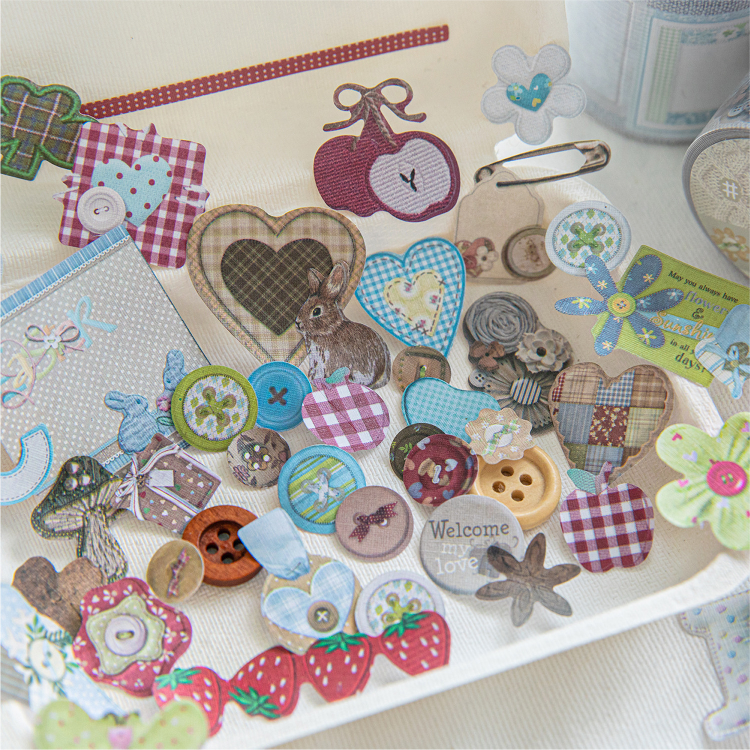 陌墨 布纹纸模切胶带 彩布派对系列 复古手帐素材DIY咕卡装饰贴画