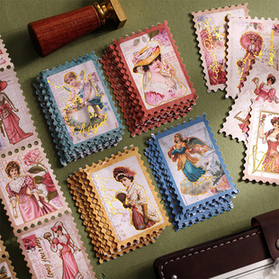 美好的一天烫金长条票据贴纸 鎏金旧票 复古布纹纸手账DIY素材贴