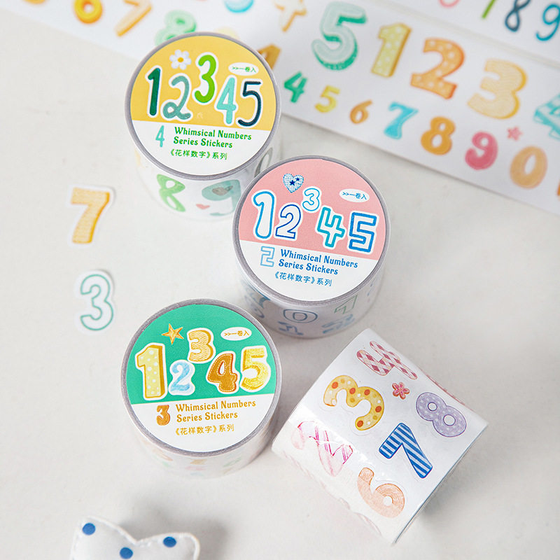 番茄酱少女数字模切胶带花样数字系列治愈风基础手账装素材胶带贴