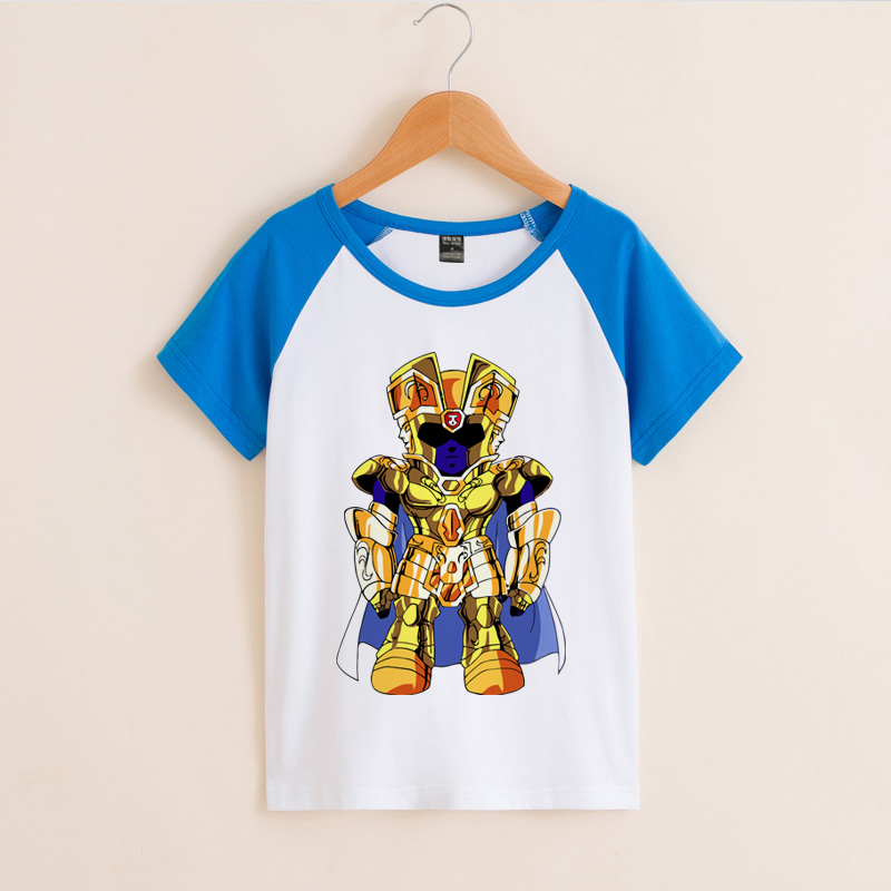 3-10岁印花动漫可爱黄金圣斗士加隆班服潮短袖衣服双子座撒加童装