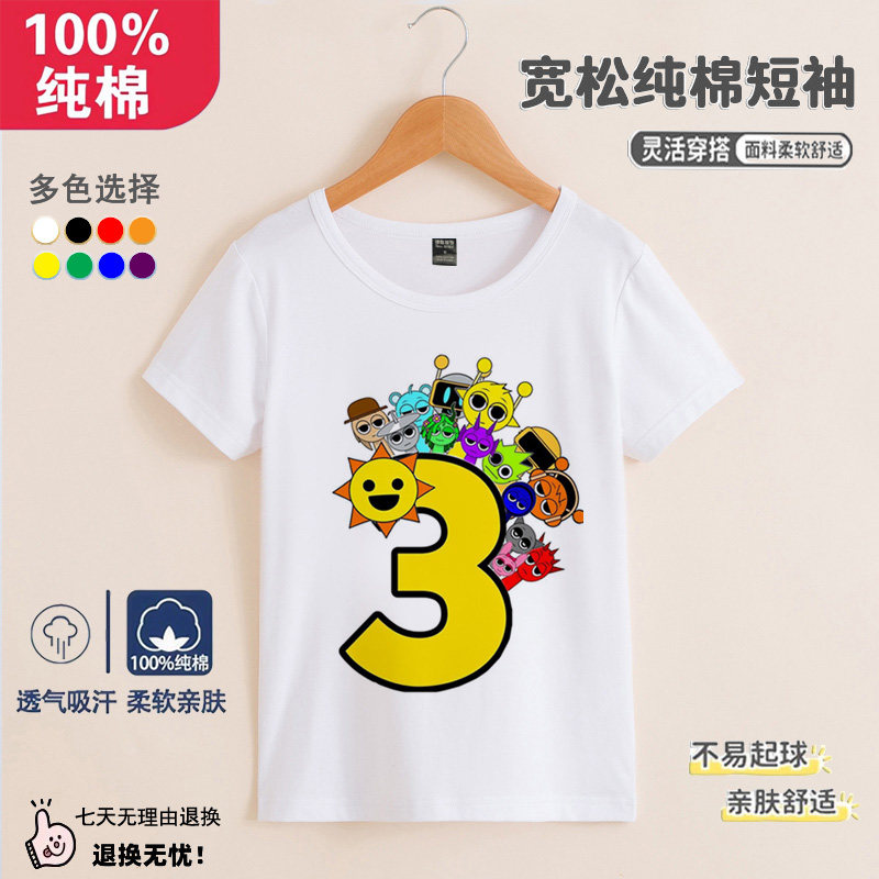 儿童生日短袖T恤数字345678节奏盒子男孩女童过生日宝宝周岁衣服图片