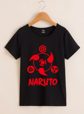 红色轮回眼万花筒2020小孩宝宝童装火影瞳术写轮眼短袖衣服T恤潮t