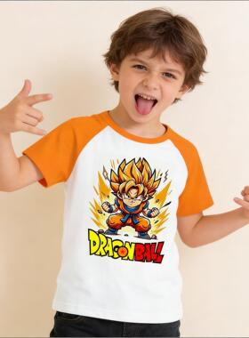 七龙珠春秋游夏季超级赛亚人卡卡罗特胖童装中大童酷帅Q版t恤衣服