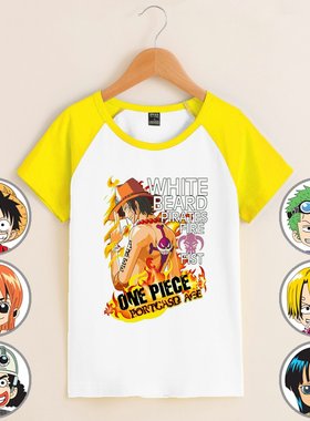 Ace火拳艾斯衣服短袖童装t恤校园男孩海贼王联名人物休闲宽松服装