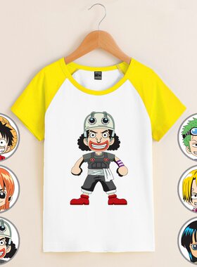 海贼王联名狙击王乌索普个性图案日系吸汗潮衣服运动t恤短袖童装t