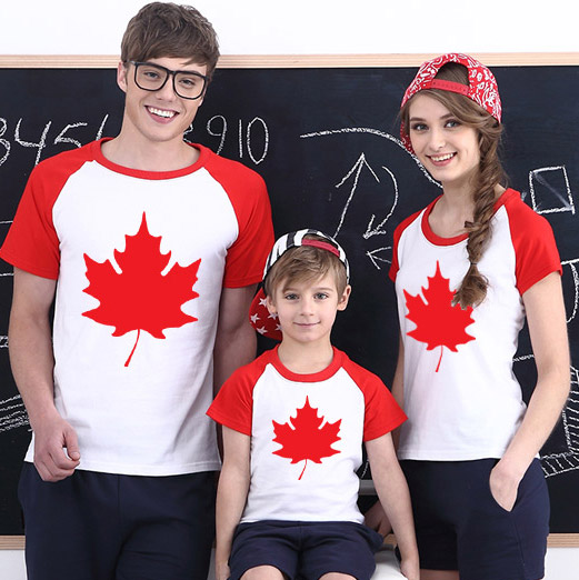 欧美风加拿大一家三口装短袖t恤
