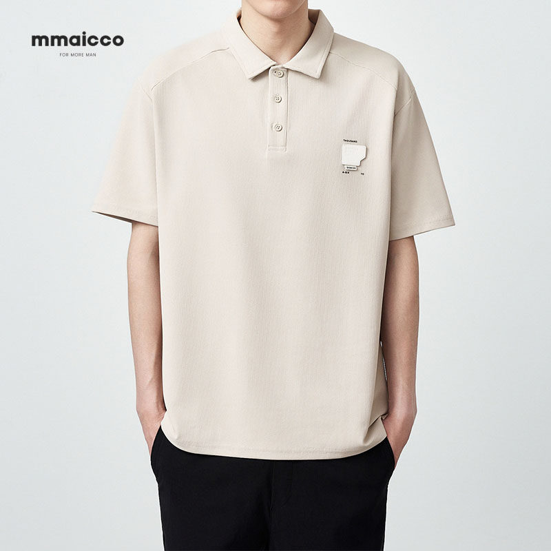 男士短袖t恤polo衫翻领潮流华夫格夏季新款休闲微宽松半袖体恤