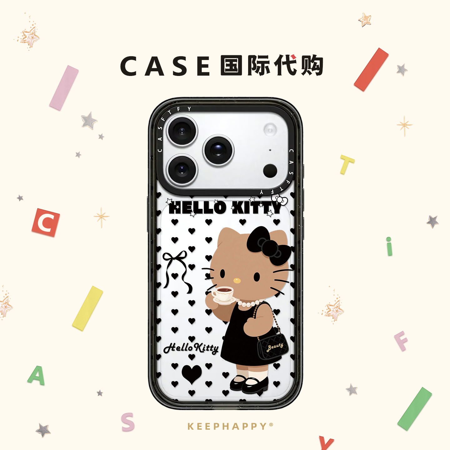 CASE爱心黑皮Kitty猫适用iphone17手机壳16promax苹果15pro磁吸MagSafe透明14plus甜酷少女13时尚12网红Air