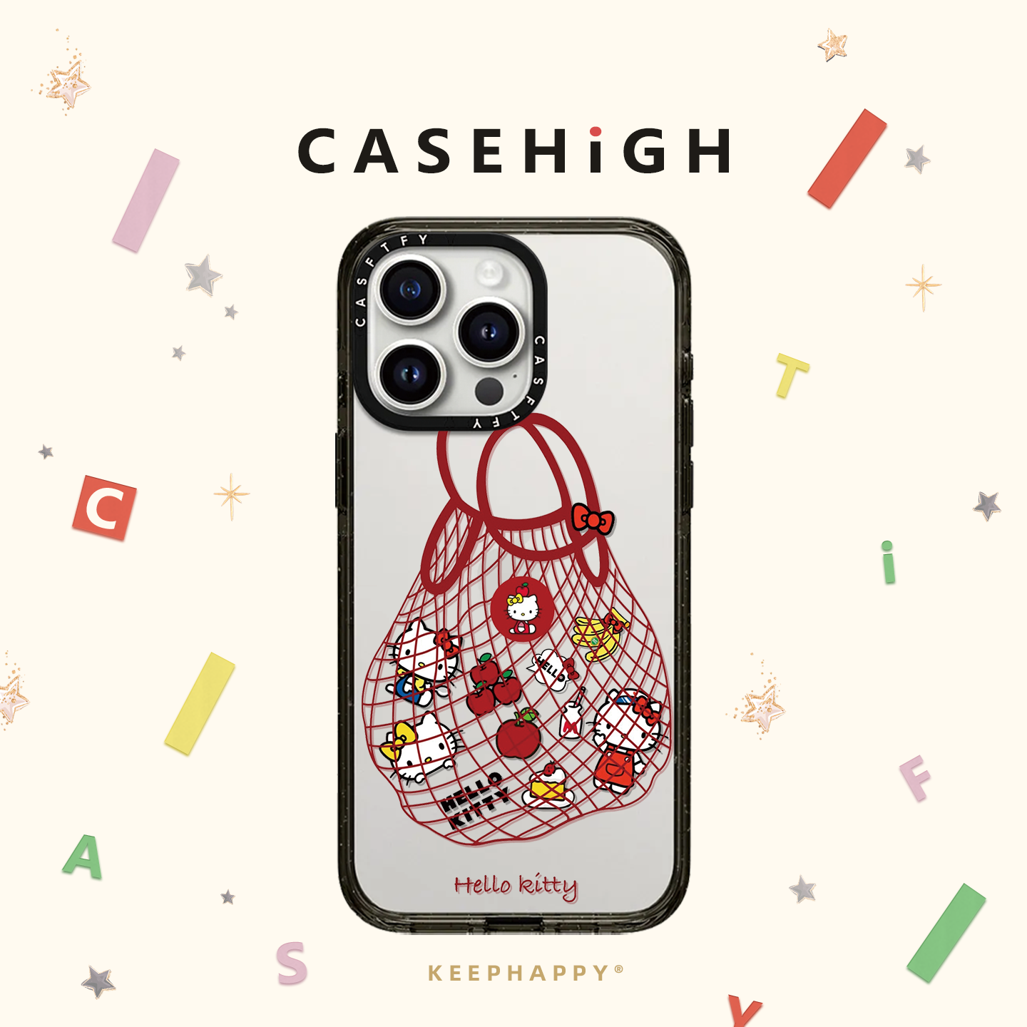 CASE联名网袋kitty凯蒂猫适用苹果16手机壳iphone17磁吸MagSafe透明15promax可爱C家13新款plus卡通14少女