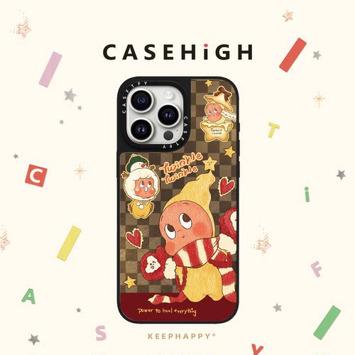 联名发光星星人格子适用iphone16手机壳17promax苹果15pro镜面MagSafe磁吸14plus卡通13/12/air