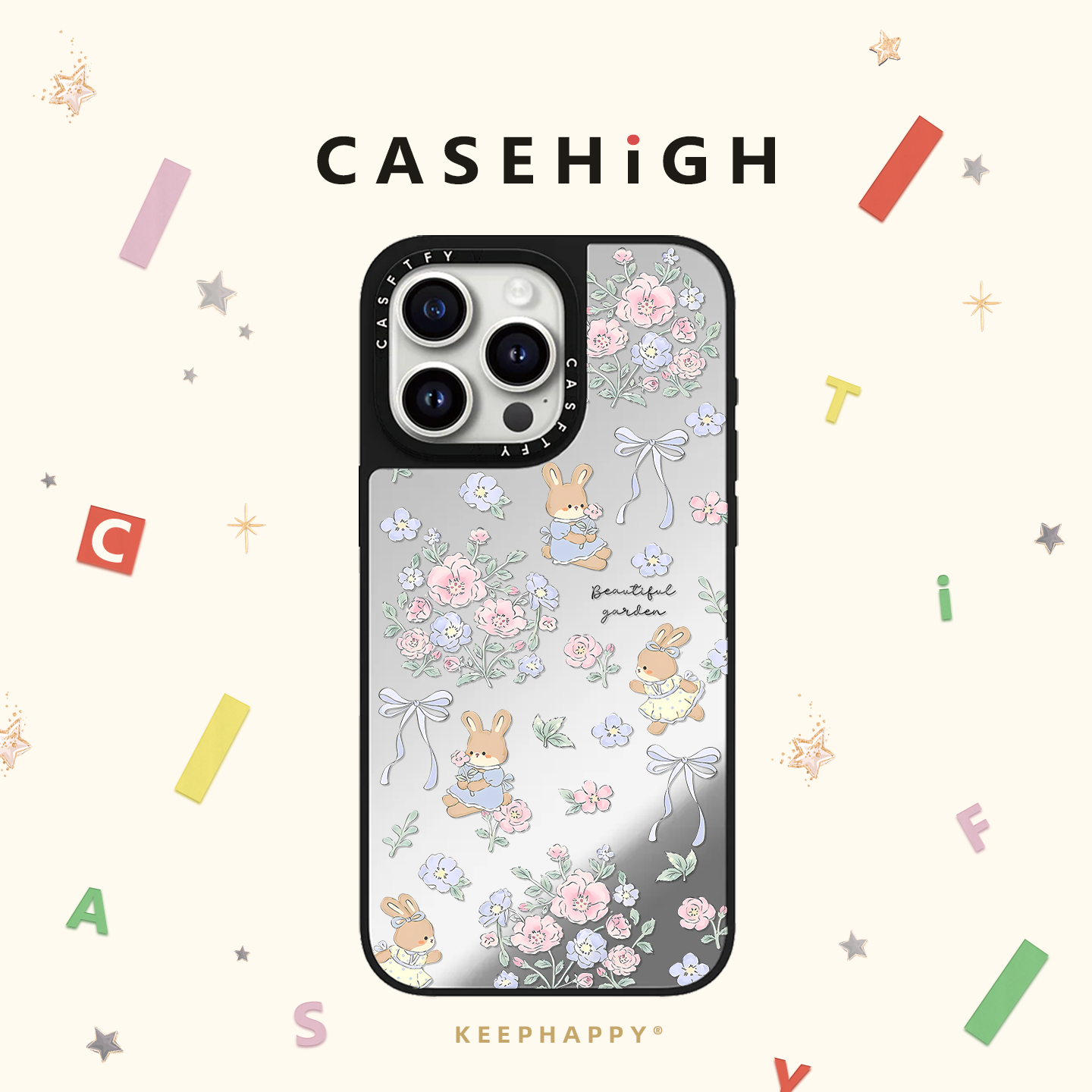 CASE花卉蝴蝶结兔子适用iphone16pro手机壳17promax苹果15plus镜面MagSafe磁吸14日韩ins少女13卡通可爱12