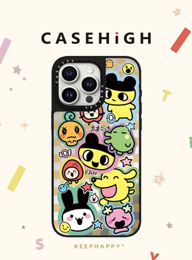 联名满屏拓麻歌子贴纸适用iphone16手机壳17promax苹果15pro磁吸MagSafe镜面14日韩卡通13可爱plus