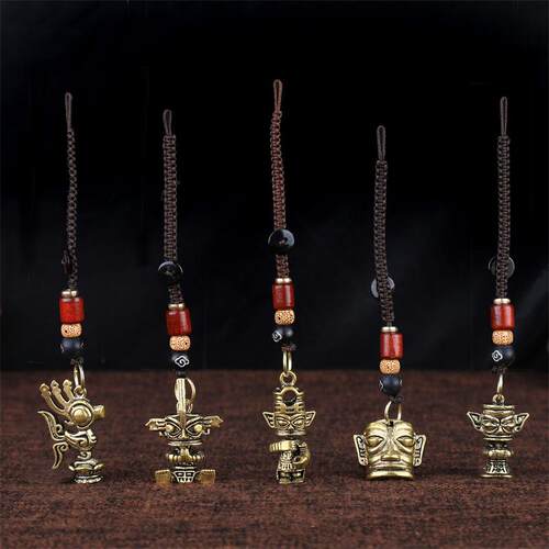 黄铜太阳鸟三星堆工钥匙扣